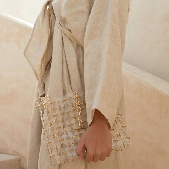 NEW Cult Gaia Jasmin Acrylic Shoulder Bag - Clear/Gold Tone - Picture 7 of 14